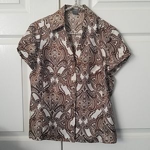 Ann Taylor Silk Paisley top 🌸brown/cream prints